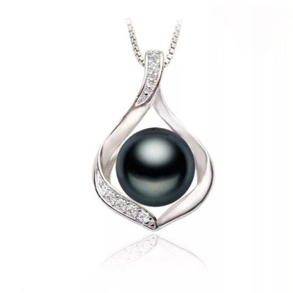 Genuine Freshwater Pearl & Simulated Diamond Teardrop Necklace