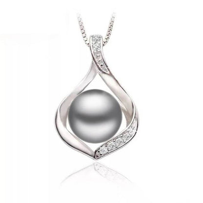 Genuine Freshwater Pearl & Simulated Diamond Teardrop Necklace