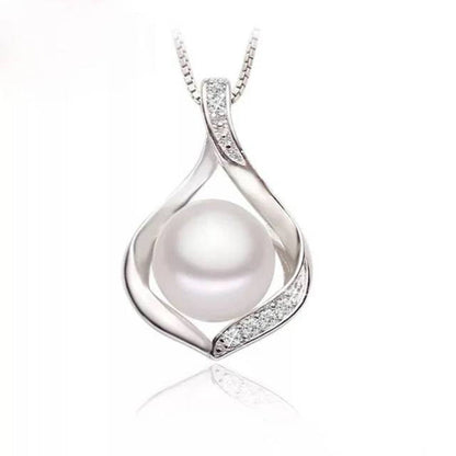 Genuine Freshwater Pearl & Simulated Diamond Teardrop Necklace