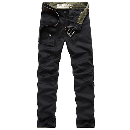 Men's Solid Color Straight Stretch Military Trousers