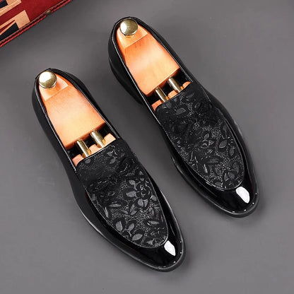 Black Carved Luxury Men Leather Shoes