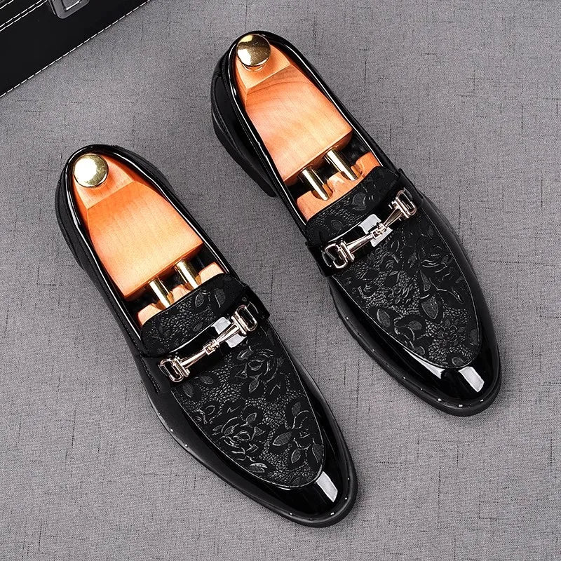 Black Carved Luxury Men Leather Shoes