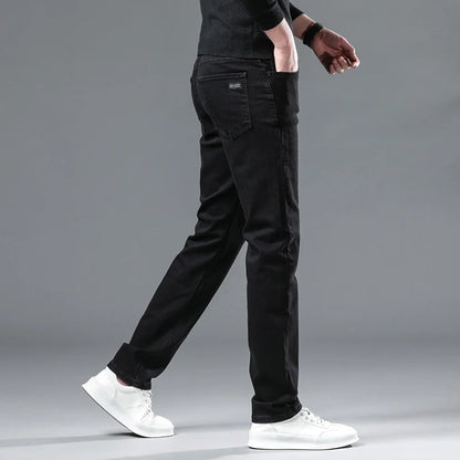 Autumn Black Men Straight Jeans