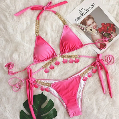 Bikinis Sets Female Rhinestone Bikini