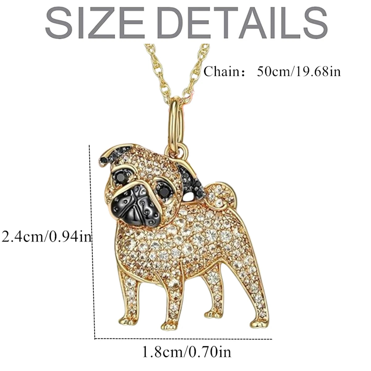 Creative Cute Golden Pug Pendant Necklace for Women Exquisite Pet Dog Jewelry Animal Accessories Dog Lovers Gift