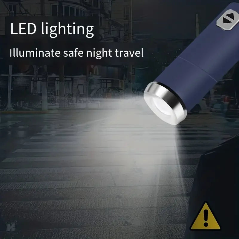 Fully Automatic Reverse Folding Umbrella With LED Flashlight