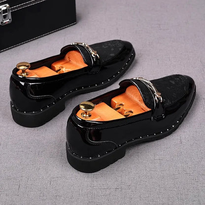 Black Carved Luxury Men Leather Shoes