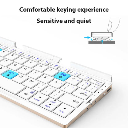 Portable Wireless Folding Keyboard for IPad IPhone Mac with Phone Holder Rechargeable Ultra-thin Wireless Bluetooth Keyboard