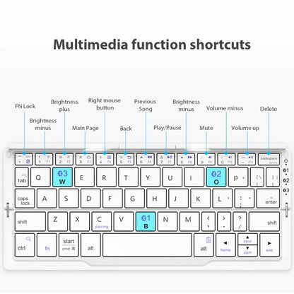 Portable Wireless Folding Keyboard for IPad IPhone Mac with Phone Holder Rechargeable Ultra-thin Wireless Bluetooth Keyboard