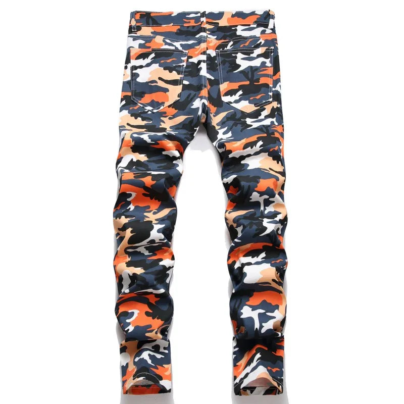 Denim Jeans Men's Straight New Retro Trousers Washed All-match Harem Camouflage Trend Army Party Pants