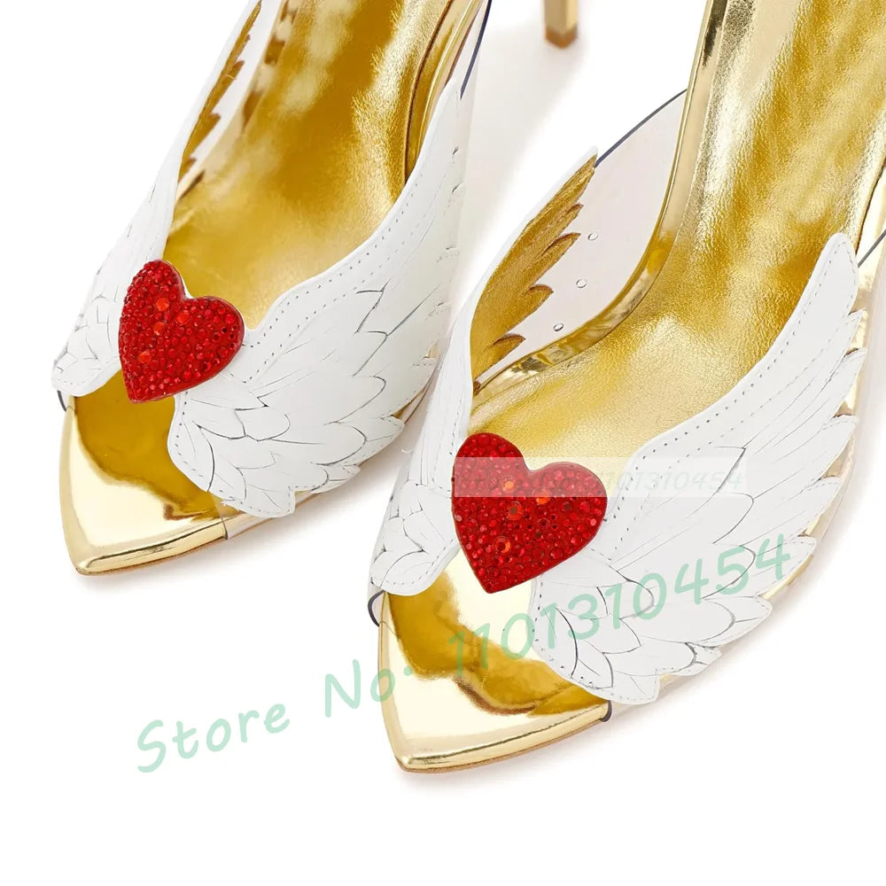 White Elegant Wing Mules Women