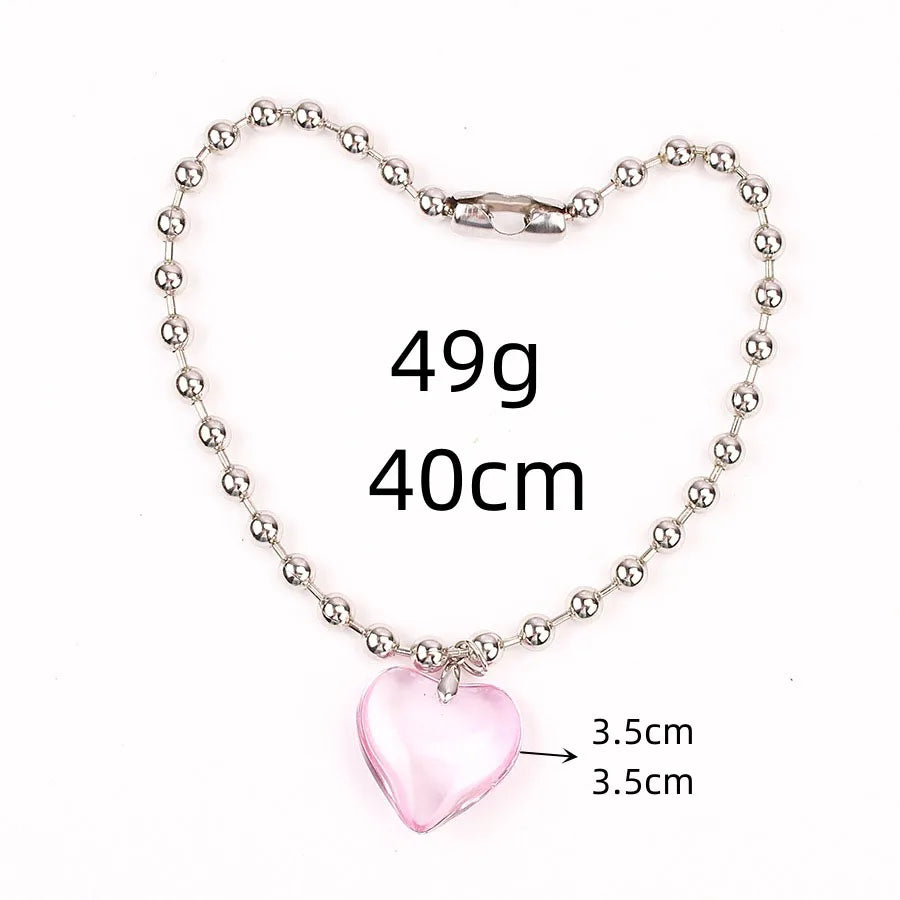 6 Colors Colorful Love Heart Pendant Necklace Women