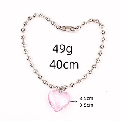 6 Colors Colorful Love Heart Pendant Necklace Women