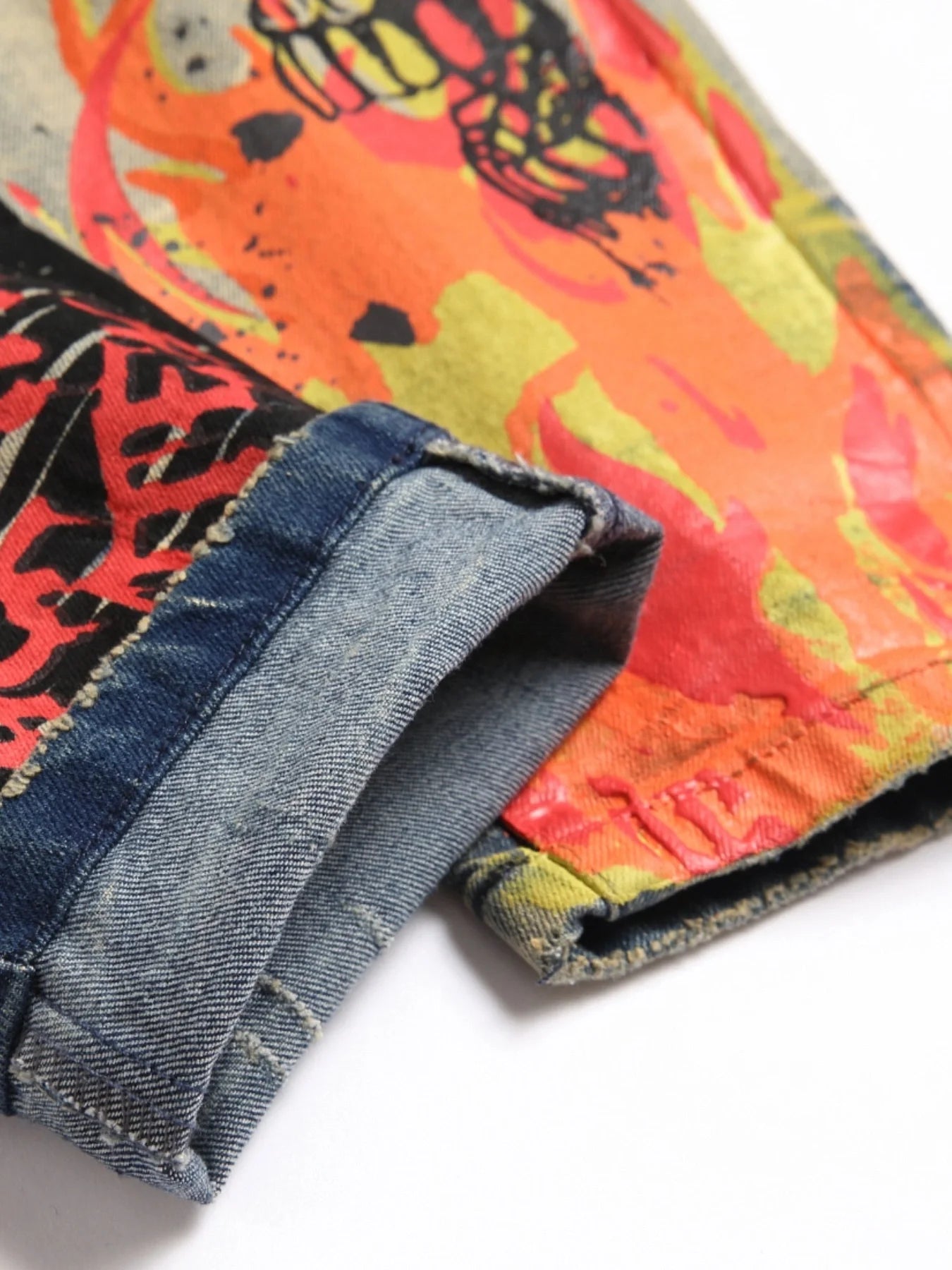 Doodle Graffiti Jeans - Ripped & Distressed Slim Fit Denim Pants