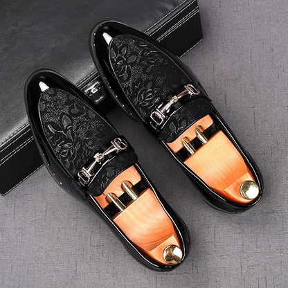 Black Carved Luxury Men Leather Shoes