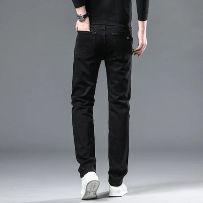 Autumn Black Men Straight Jeans