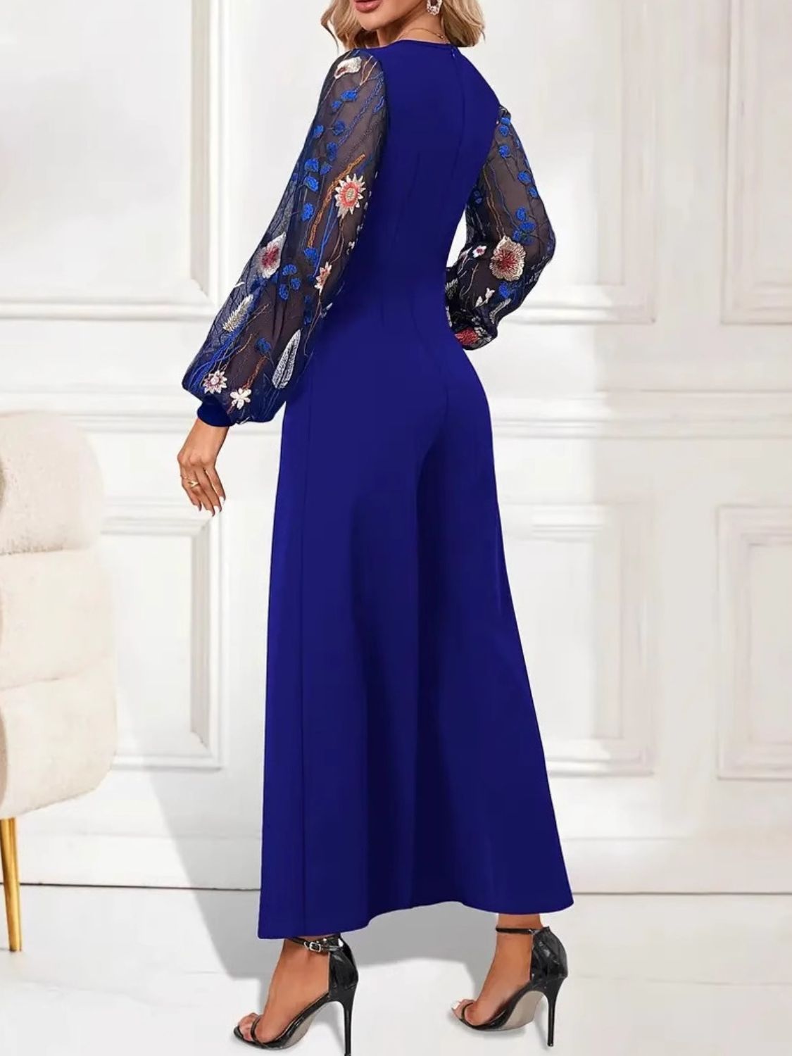 Women’s Embroidered Long Sleeve Wide Leg Jumpsuit