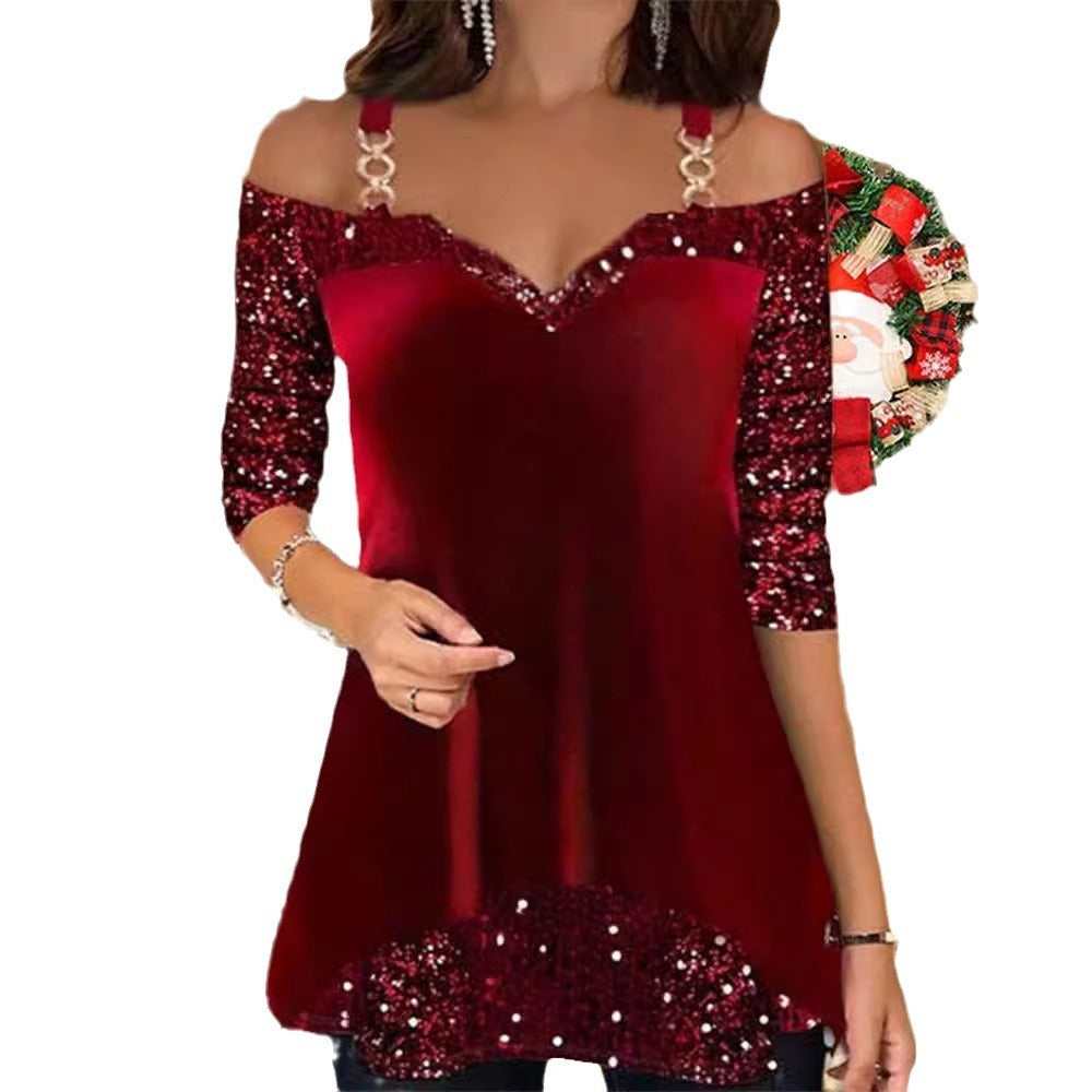 Sequin Splicing Sling Top Women's.