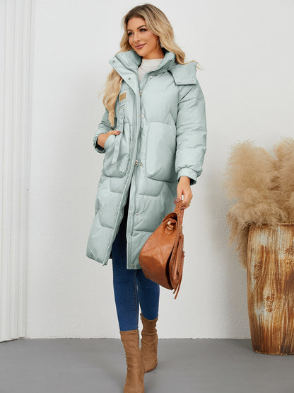 Women’s Long Sleeve Longline Hooded Winter Coat