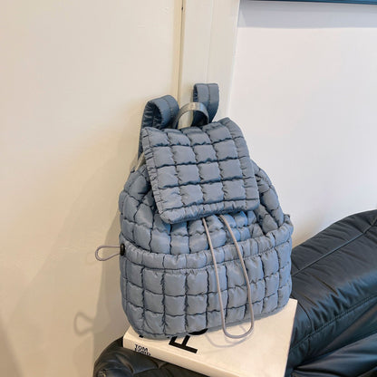 Color Quilted Women Backpack Puffy Down Shoulder Bag