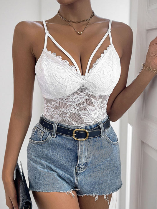 Spaghetti Strap Lace Bodysuit