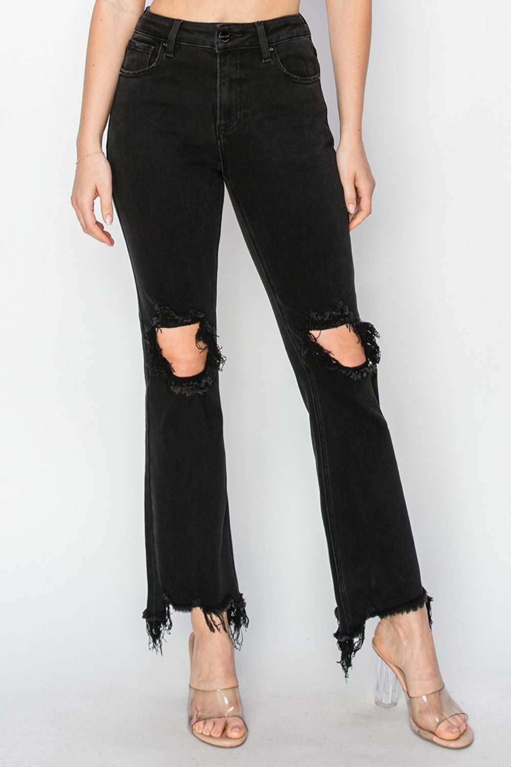 Women’s Distressed Raw Hem Jeans with Pockets