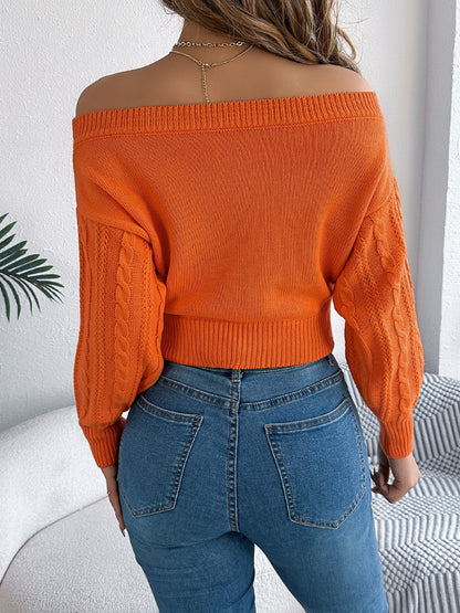 Off-Shoulder Long Sleeve Sweater.