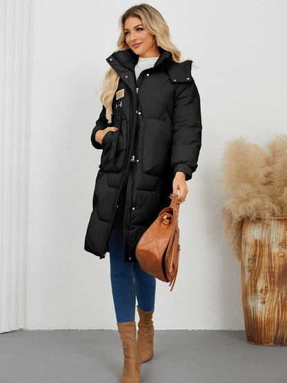 Women’s Long Sleeve Longline Hooded Winter Coat