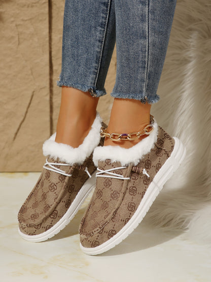 Printed Round Toe Flat Slip-Ons