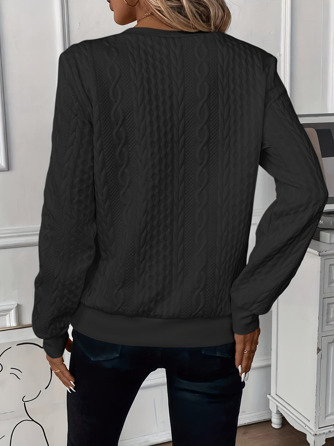 Texture Half Zip Long Sleeve Sweatshirt