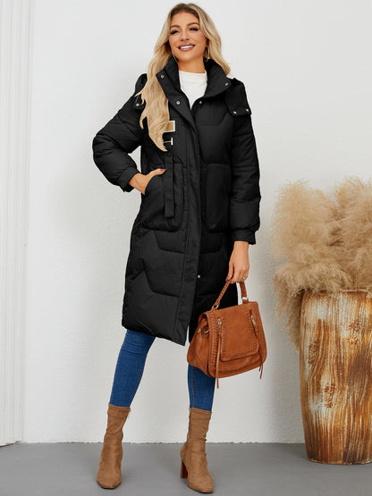 Women’s Long Sleeve Longline Hooded Winter Coat