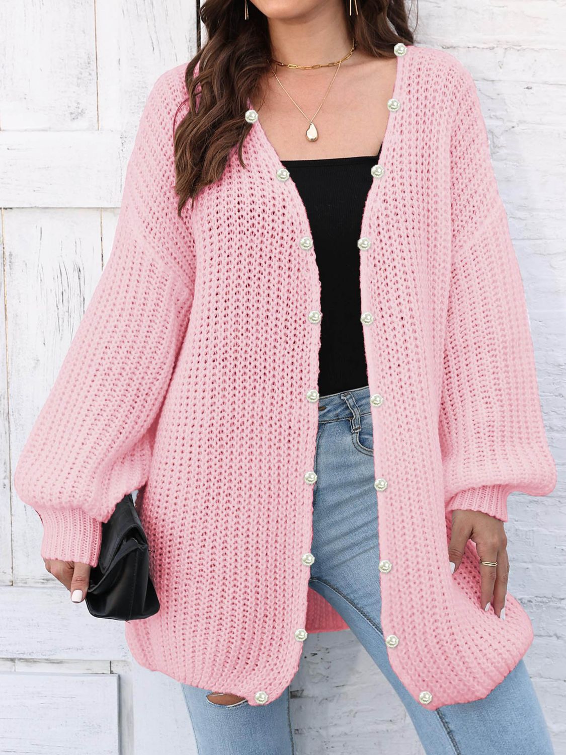 Open Front Long Sleeve Cardigan.