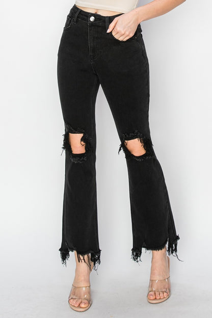 Women’s Distressed Raw Hem Jeans with Pockets