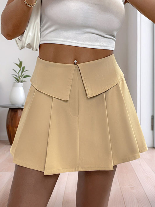 Pleated High Rise Shorts