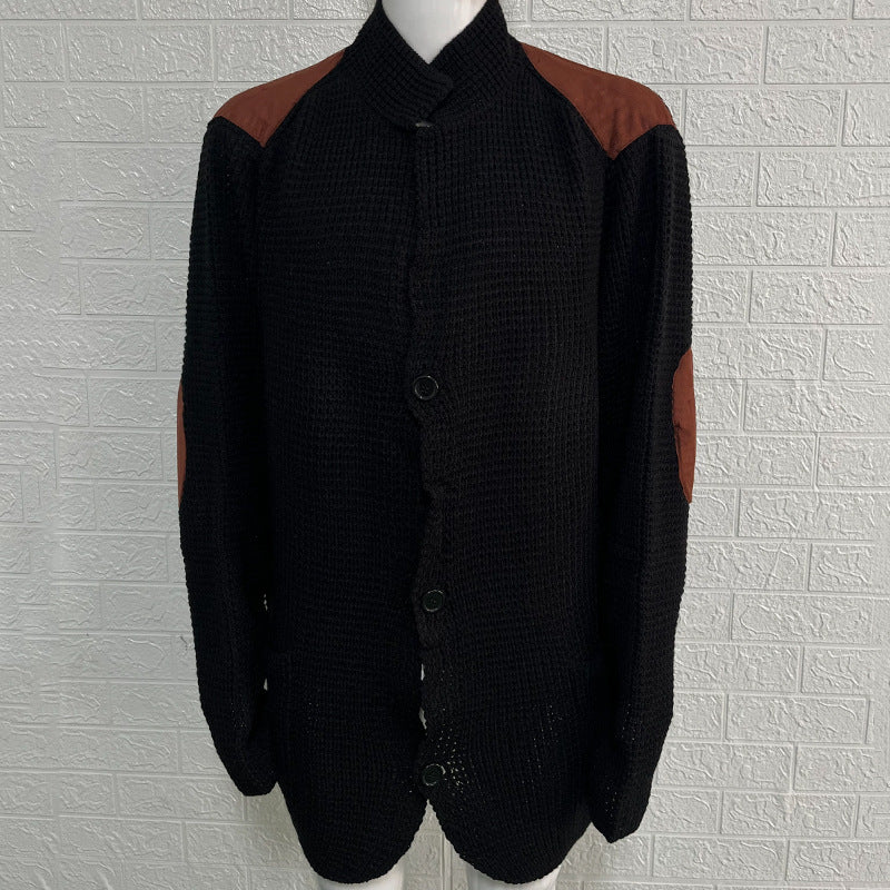 Men’s Slim-fit Lapel Long-sleeved Knitted Sweater Coat