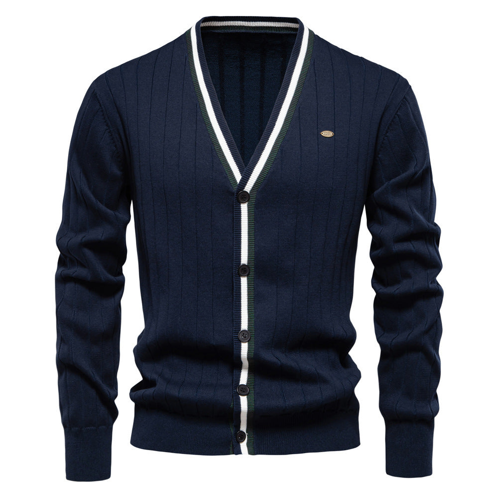 Cardigan Men's V-neck Long Sleeve Sweater.