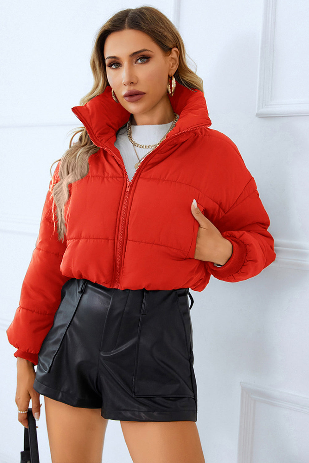 Zip-Up Winter Coat with Pockets