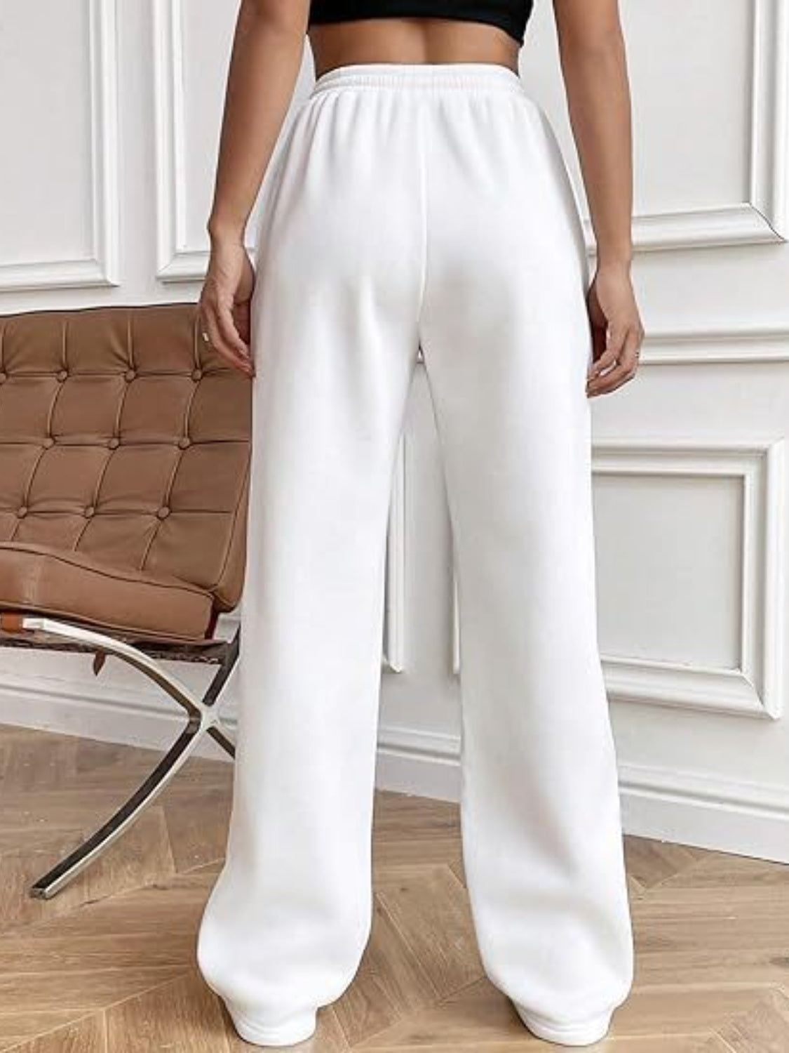 Drawstring Wide Leg Pants with Pockets