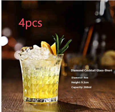 Diamond Wide Mouth Cocktail Glass Carved Juice Cup Cold Drink