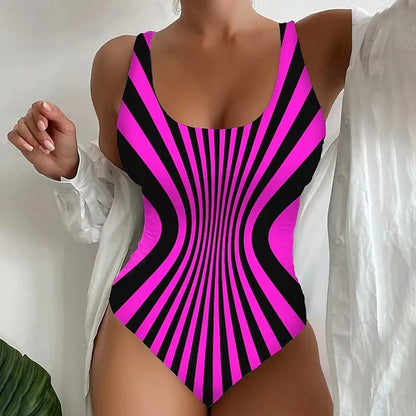 Sling One-piece Striped Printed Swimsuit