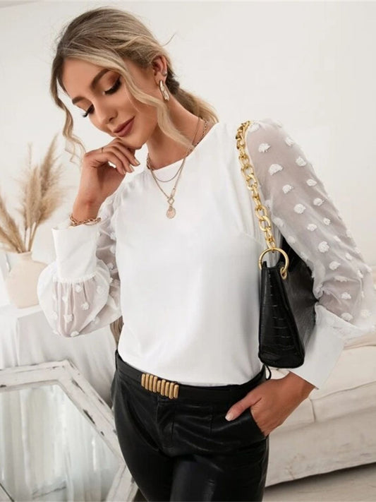 Swiss Dot Long Sleeve Blouse