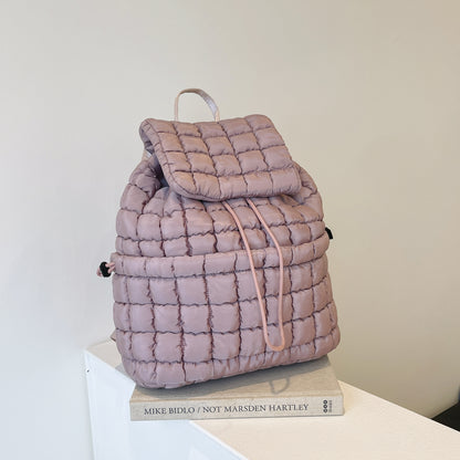 Color Quilted Women Backpack Puffy Down Shoulder Bag