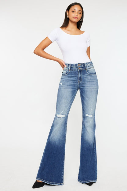 Women’s High Rise Wide Waistband Flare Jeans