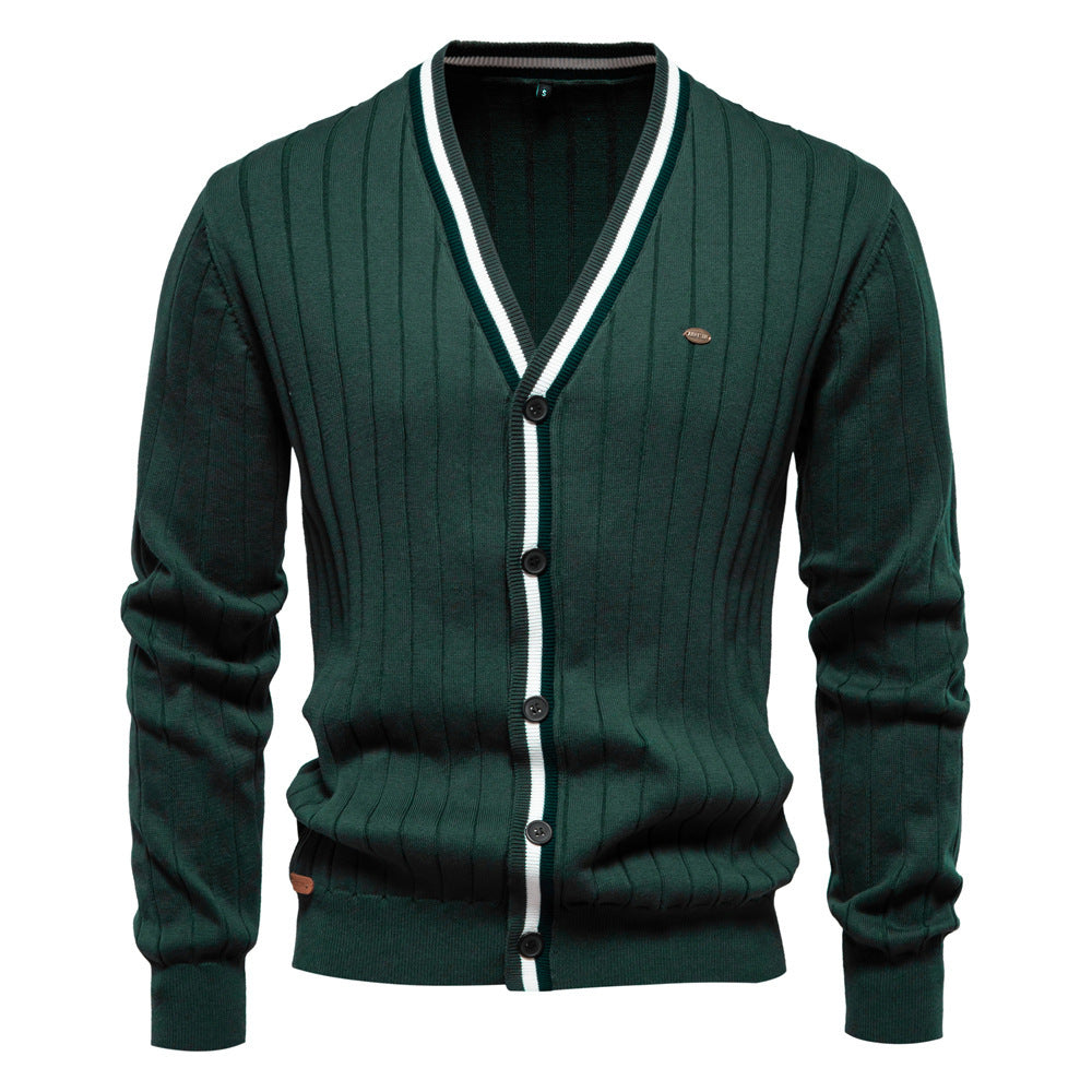 Cardigan Men's V-neck Long Sleeve Sweater.