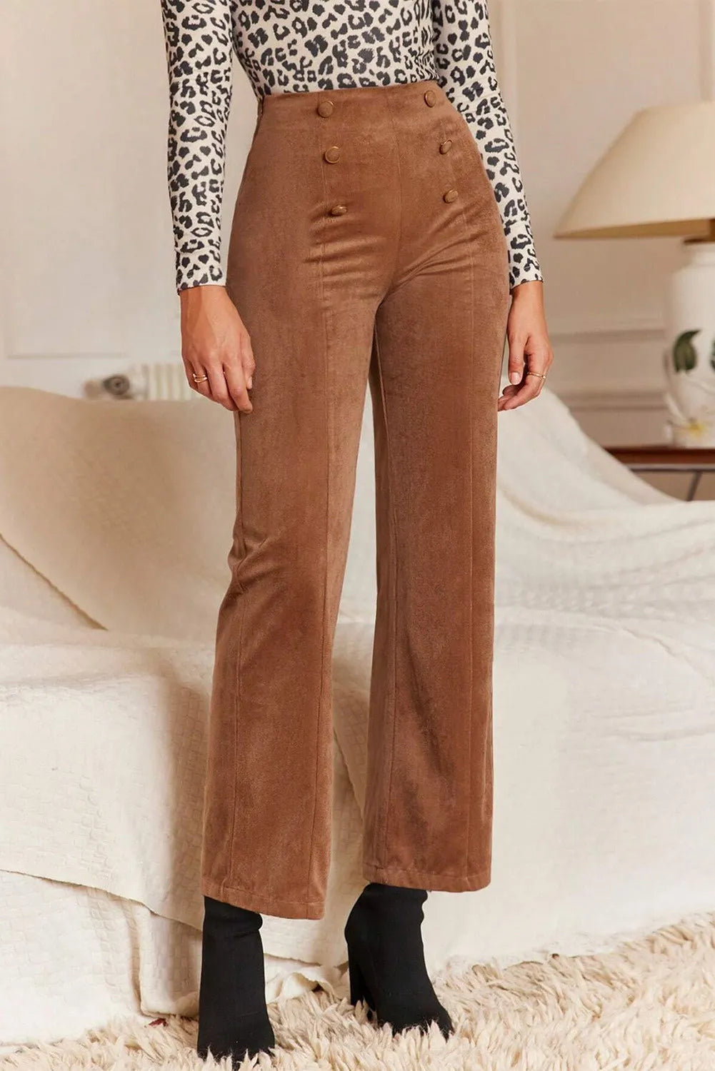 Women’s Decorative Button Straight Leg Pants