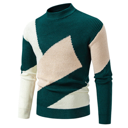 Men's Round Neck Multicolor Pullover Sweater.