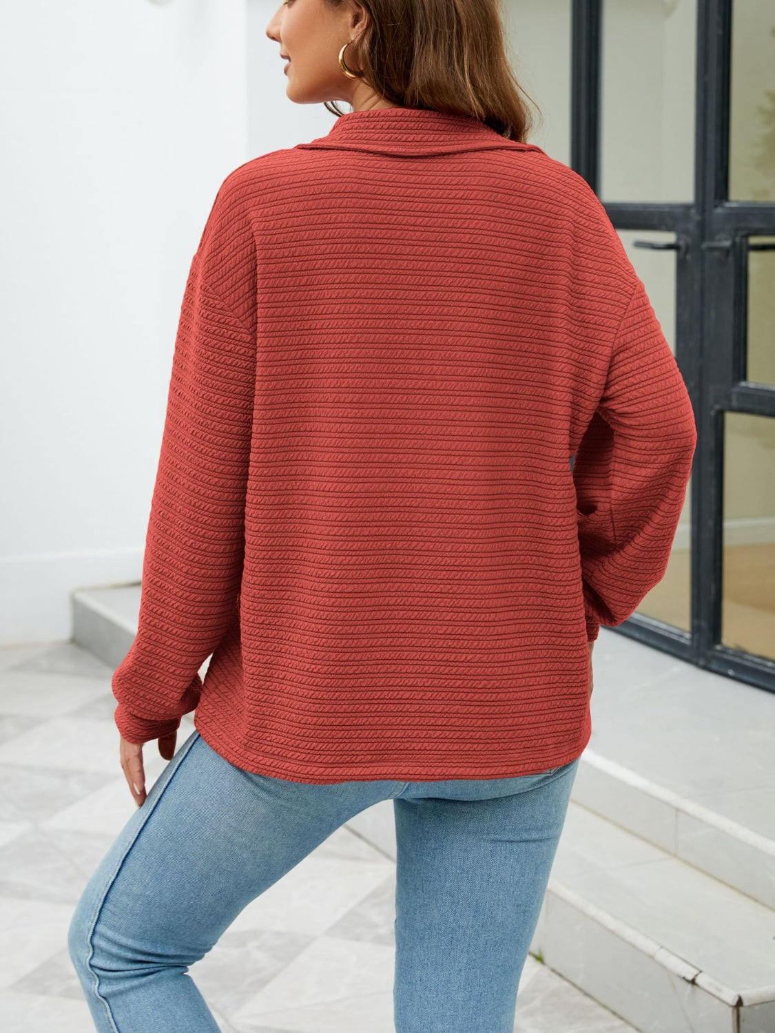 Textured Long Sleeve Sweatshirt