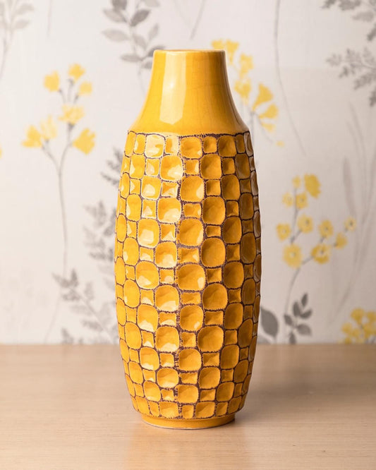 Vase, Modern Design, Yellow, Ceramic-MUSTARD