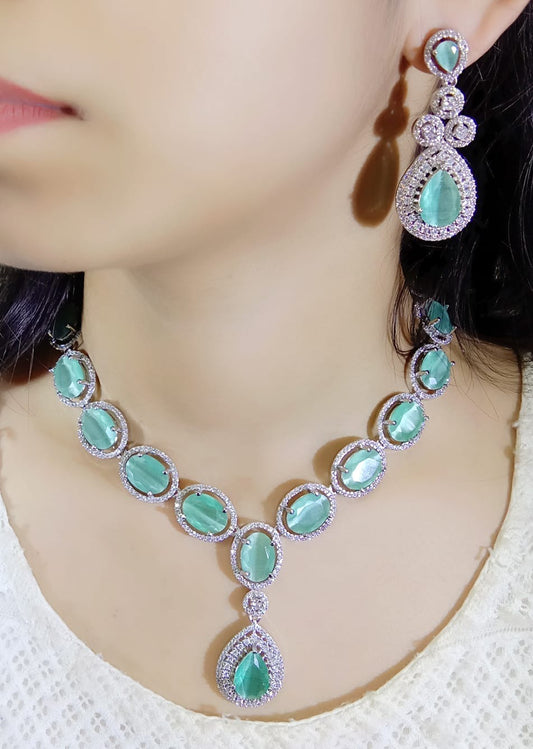 Diamond Necklace Sea Green Set