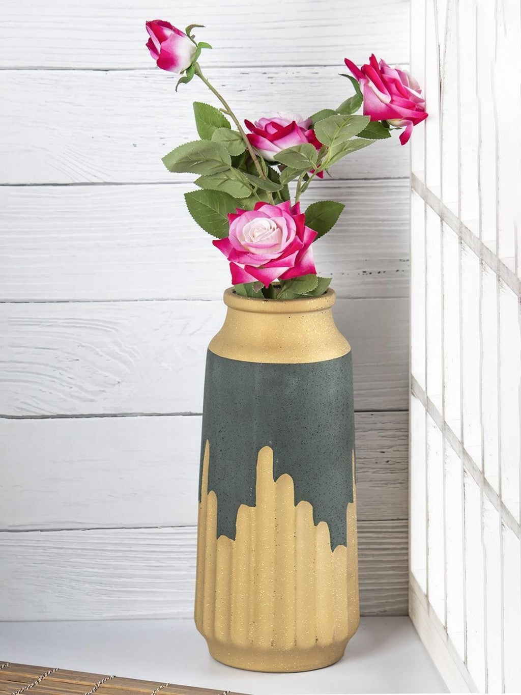 Blue & Golden Glaza Ceramic Flower Vase